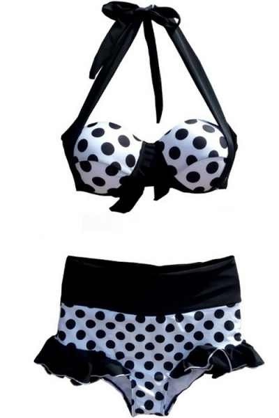 Black and white polka dot bikini 