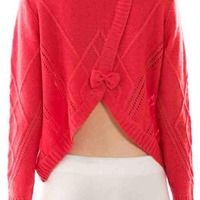 Back slit bow sweater - Thumbnail 1