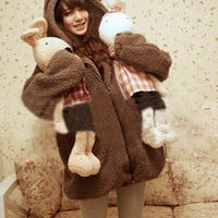 Teddy Bear plush rabbit ears winter coat  - Thumbnail 3