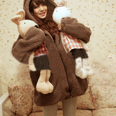 Teddy bear plush rabbit ears winter coat 