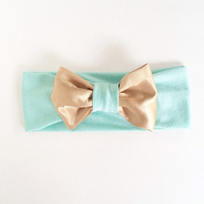 Mint and gold bow headwrap