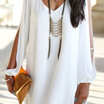 Sold-out Loose-Fitting White Chiffon Dress
