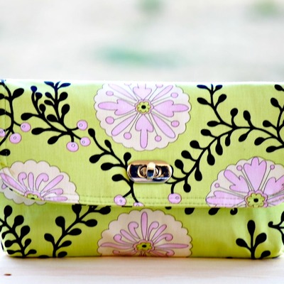 Mini clutch - lime flowers