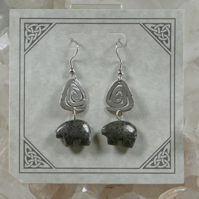 Pyrite spirit bear earrings - Thumbnail 2