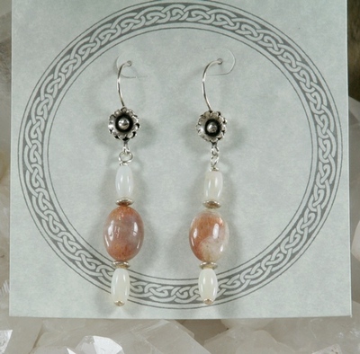 Sunstone and Opal Earrings