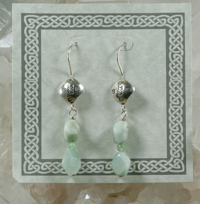 Natural Cat's Eye and Green Aventurine Earrings