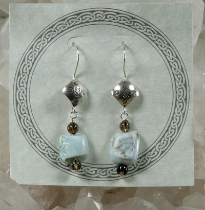 Larimar and Smokey Quartz Earrings