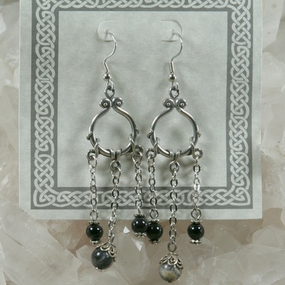 Onyx and dendritic agate earrings - Thumbnail 3
