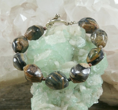 Blue Opal and Pietersite Bracelet