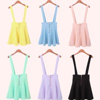 Free Shipping-PASTEL SKATER SUSPENDER OVERALL DRESS - Thumbnail 1