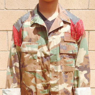 Maroon camo hi-low military jacket