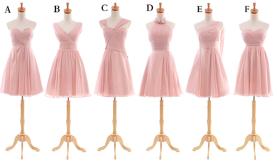 Knee length Blush Pink Different Neckline Bridesmaid Dress
