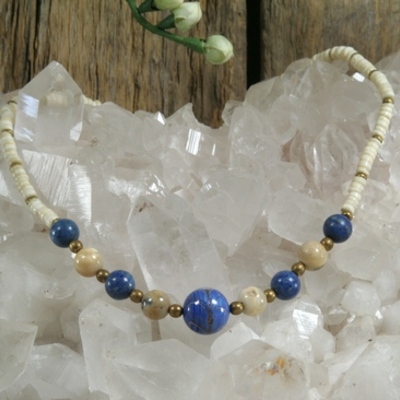 Lapis, african opal and howlite necklace - Thumbnail 2