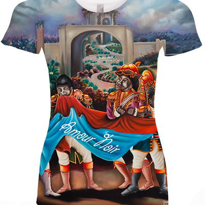 Amour noir sublimation carribean pride women's short sleeve crew neck t-shirt