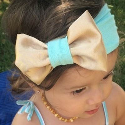 Mint and gold bow headwrap