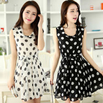 Chiffon polka dot summer party evening mini cocktail dress