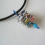 Eco Chic Paper Necklace with Glass Bead on 18" Leather Cord-1