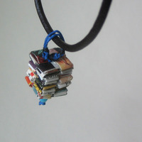 Eco Chic Paper Necklace with Glass Bead on 18" Leather Cord - Thumbnail 2