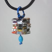 Eco Chic Paper Necklace with Glass Bead on 18" Leather Cord