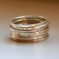 Set of 7 Sterling Silver Stack Rings, Textured Bands, Sizes 4, 5, 6, 7, 8, 9, 10, 11 half and quarter sizes