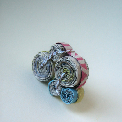 Cyan, Magenta, Yellow, Black - Upcycled Phone Book Right Round Eco-Chic Pin