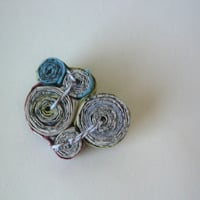 Cyan, Magenta, Yellow, Black - Upcycled Phone Book Right Round Eco-Chic Pin - Thumbnail 3