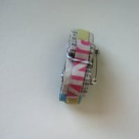Cyan, Magenta, Yellow, Black - Upcycled Phone Book Right Round Eco-Chic Pin - Thumbnail 4