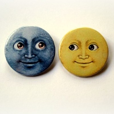 Emoji moon and sun friendship - pinback button, magnet or clip 1.5 inch (38mm)