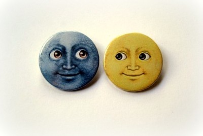 Emoji moon and sun friendship - pinback button, magnet or clip 1.5 Inch (38mm)