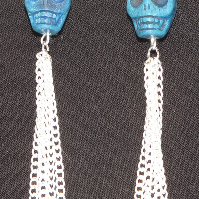 Skull earring - blue