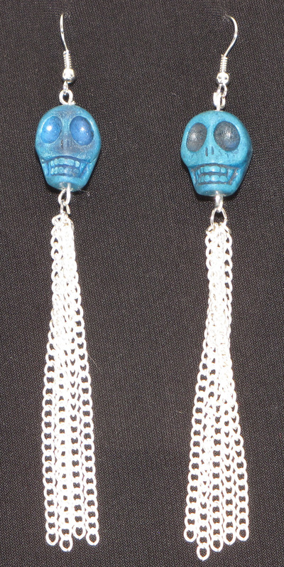 Skull earring - blue