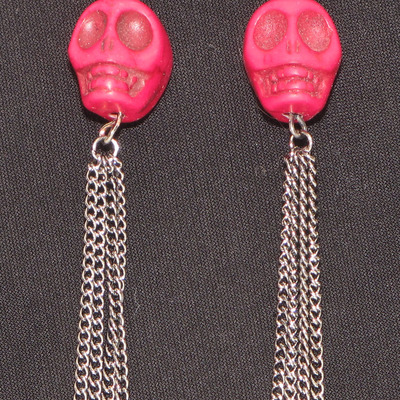 Skull earring - red