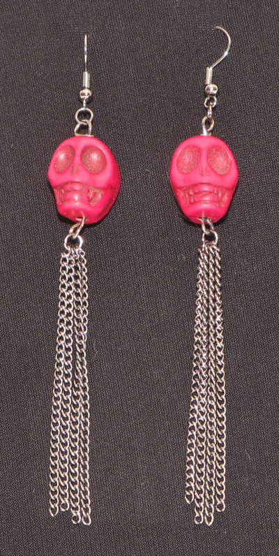Skull earring - red
