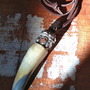 Horn Pendant Necklace on Brown Leather Lace-1
