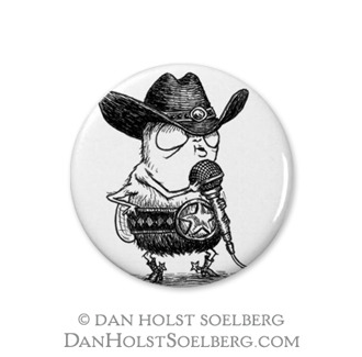 Singin' Cowboy Fly - 1 inch button