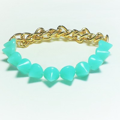 Spike chain bracelet / mint spikes / gold plated curb chains / fashion statement / summer bracelet / stacking bracelet / arm candy / ooak