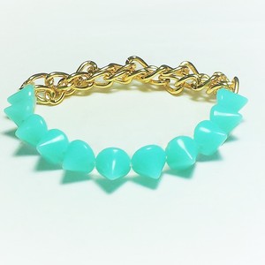 Spike chain bracelet / mint spikes / gold plated curb chains / fashion statement / summer bracelet / stacking bracelet / arm candy / OOAK