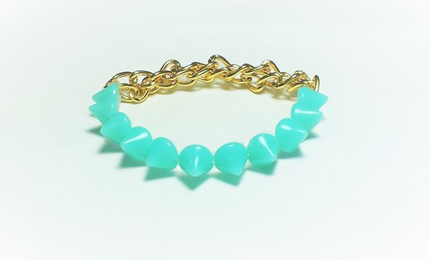 Spike chain bracelet / mint spikes / gold plated curb chains / fashion statement / summer bracelet / stacking bracelet / arm candy / OOAK