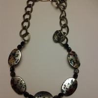  Beaded Flower Printed Chain Necklace  - Thumbnail 1