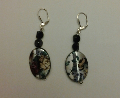 Beaded Flower Printed Earrings 
