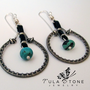 Woven Sterling, Leather and Turquoise Dangles-3