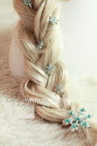 5pcs snow pins movie Frozen Elsa Custom Wig Cosplay Costume Snow Queen Anime
