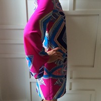Fuchsia Angel Sleeve Shift Dress - Thumbnail 1