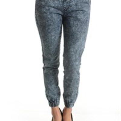 Acid wash jean joggers