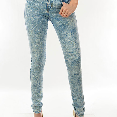Acid wash high waist jeans