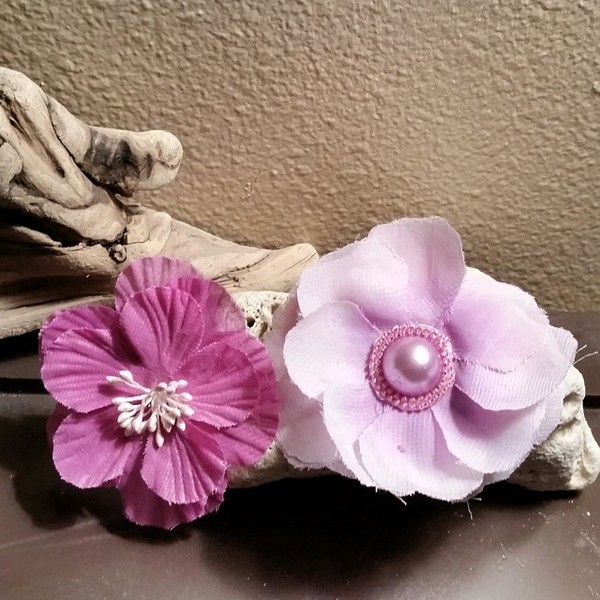 Pastel Purple Flower Hair Clips