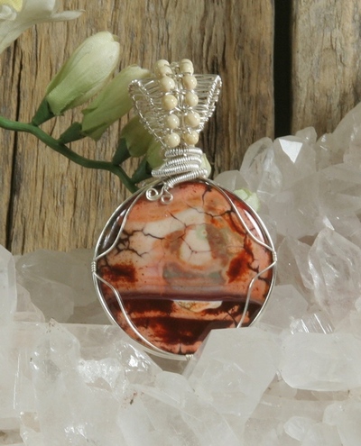 Fire Agate and Riverstone Pendant