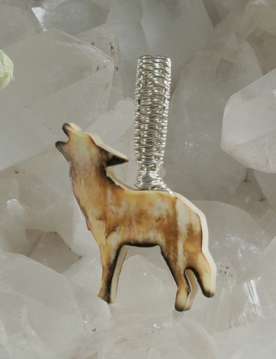 Carved Bone Wolf Pendant