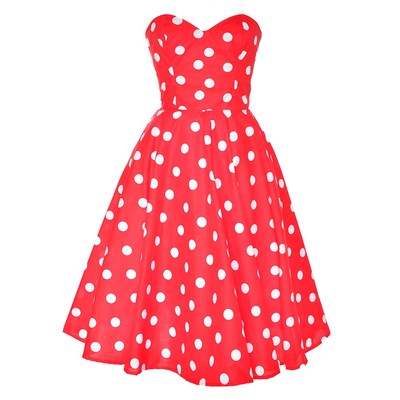 Red polka dot rockabilly swing dress