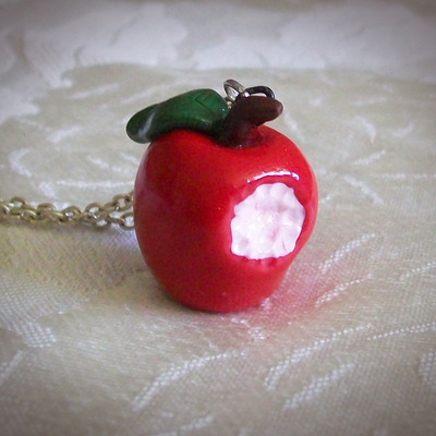 Bitten apple necklace